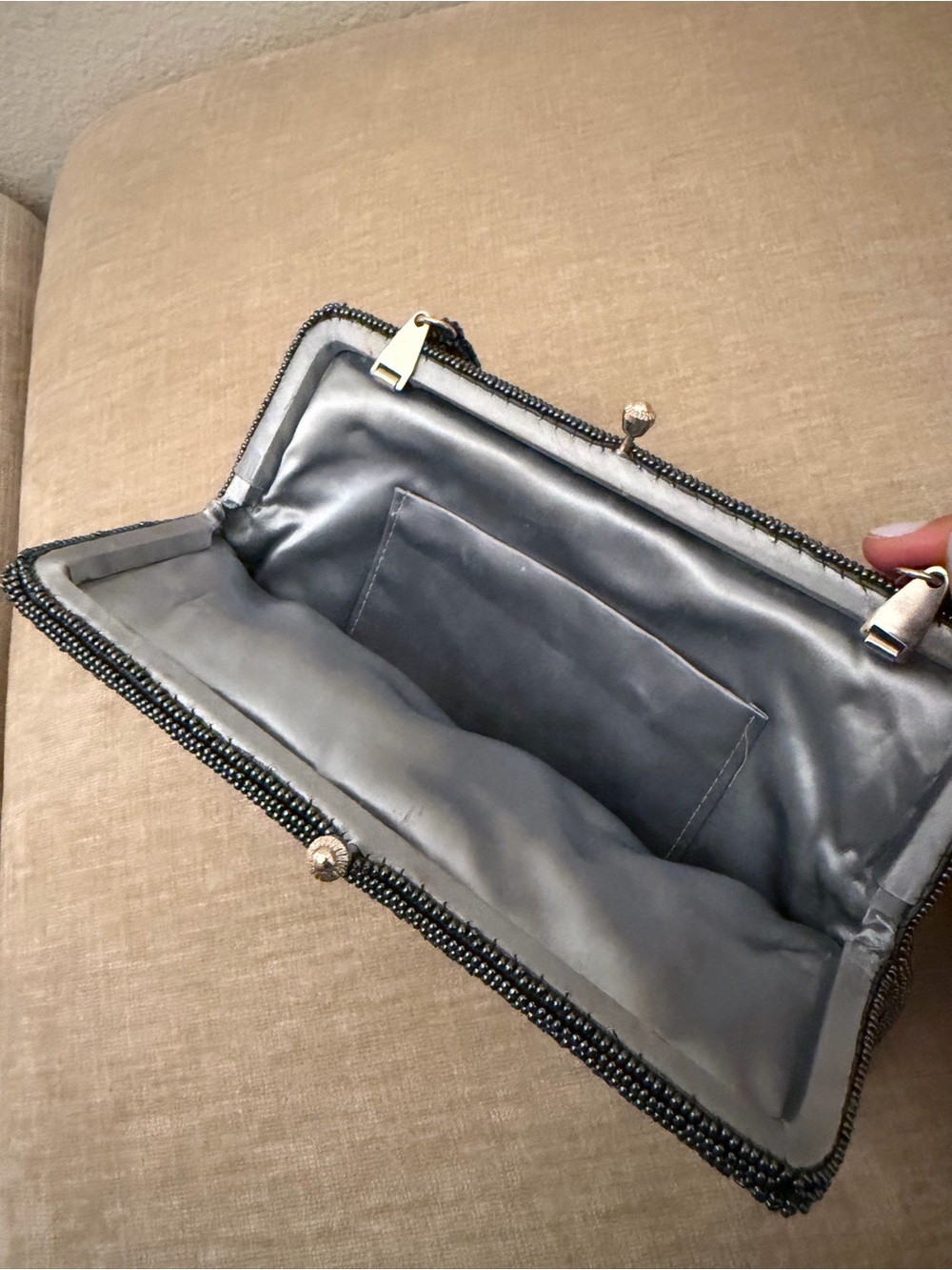 Vintage Walborg Richere Beaded Black Evening Clutch Purse - Picture 8 of 8
